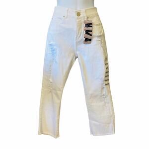 Rafaella weekend white distressed crop denim